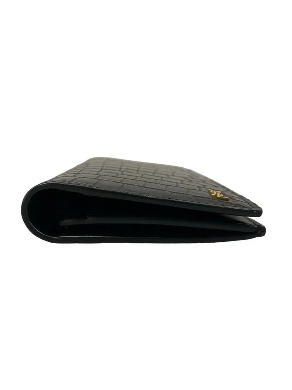 Saint Laurent Paris Wallet Black Embossed Leather